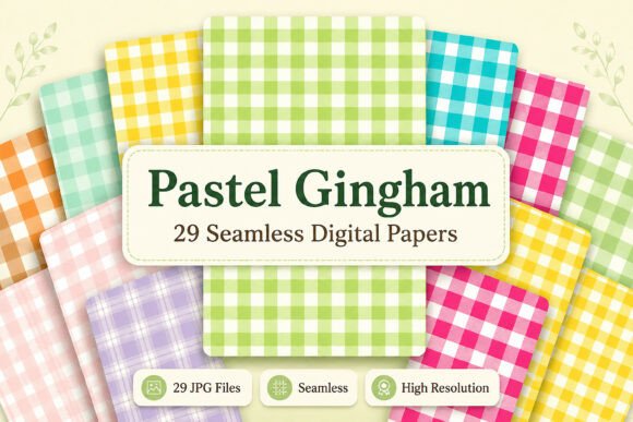 Download Pastel Gingham Pattern Seamless Set - Pastel gingham Collection