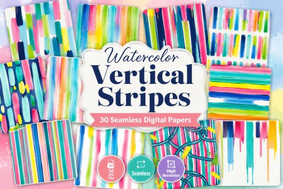 Download Watercolor Vertical Stripes Pattern - Vertical Collection