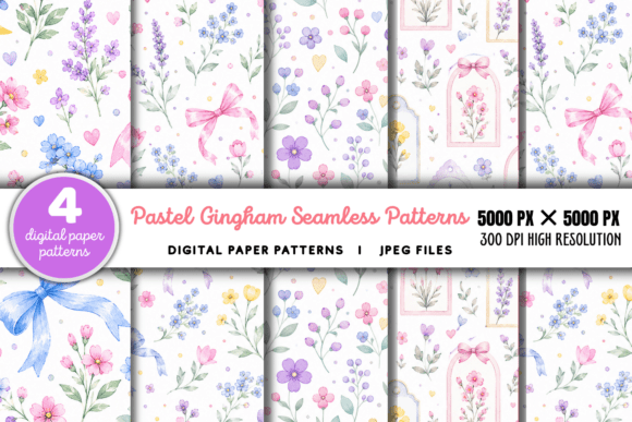 Download Pastel Gingham Digital Paper Pattern - Pastel gingham Collection