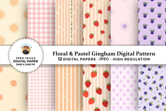 Download Floral &amp; Pastel Gingham Digital Patterns - Pastel gingham Collection