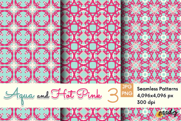 Download Aqua and Hot Pink Patterns Set - Pink patterns Collection