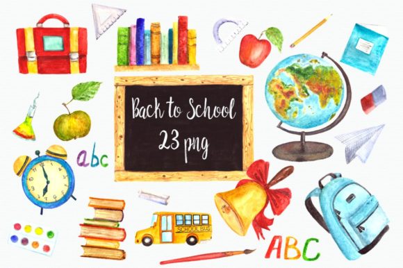 Download Watercolor Back to School Clip Art - Back to school clip art Collection