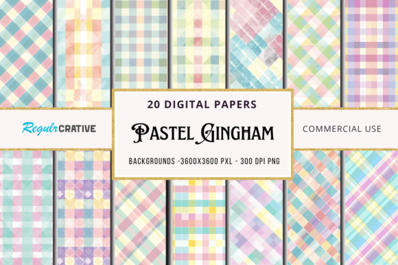 Download Pastel Gingham Digital Papers Bundle - Pastel gingham Collection