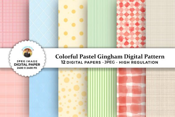 Download Colorful Pastel Gingham Digital Patterns - Pastel gingham Collection