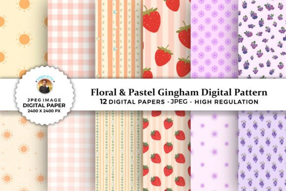 Download Floral &amp; Pastel Gingham Digital Patterns - Pastel gingham Collection
