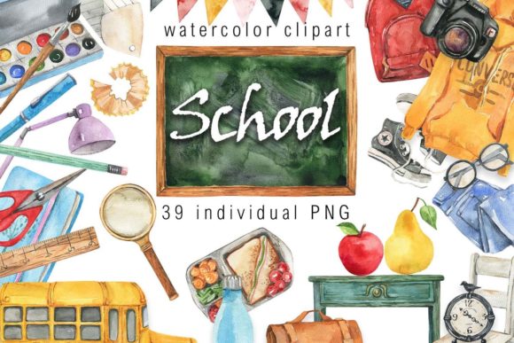 Download Watercolor Back to School Clipart - Premium Resources