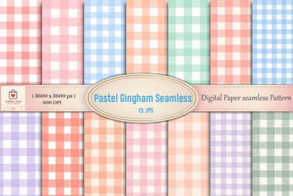 Download Pastel Gingham Digital Paper Bundle - Pastel gingham Collection