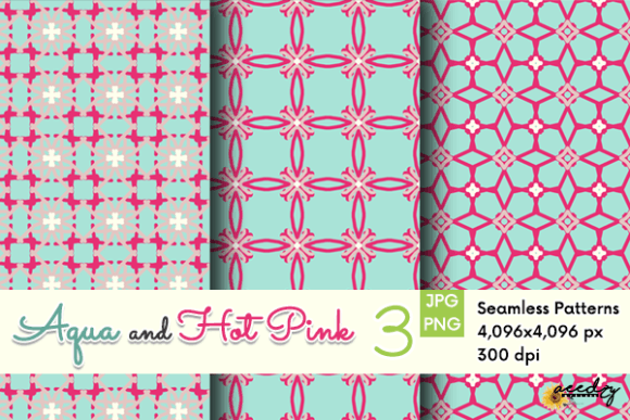 Download Aqua and Hot Pink Patterns Set - Premium Resources