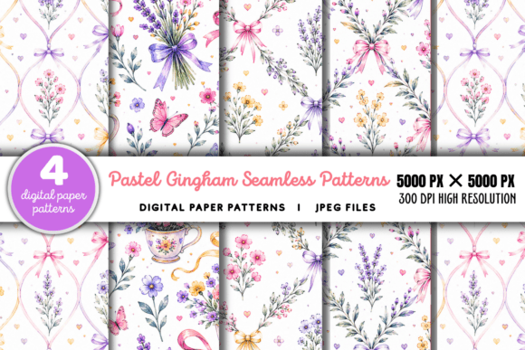Download Pastel Gingham Digital Paper Pattern - Pastel gingham Collection