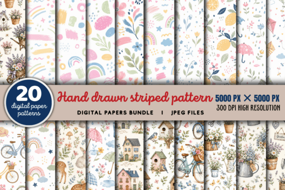 Download Hand Drawn Striped Pattern Bundle - Striped pattern Collection