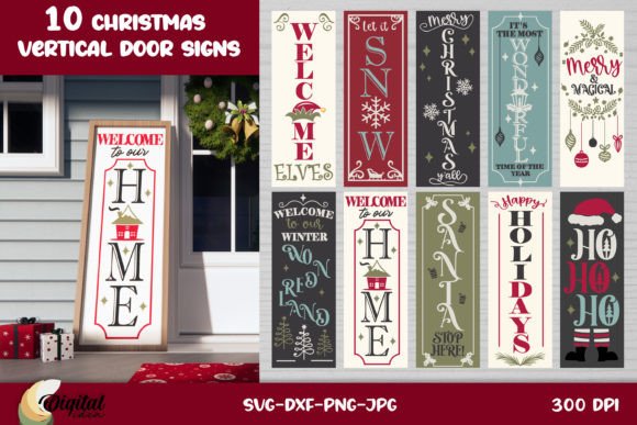Download Christmas Vertical Door Sign Bundle SVG - Vertical Collection