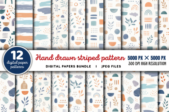 Download Hand Drawn Striped Pattern Bundle - Premium Resources