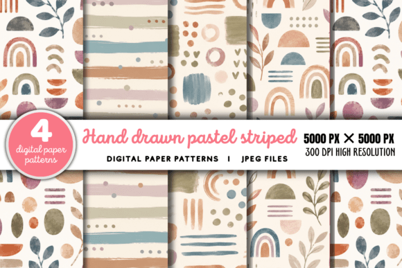 Download Hand Drawn Pastel Striped Pattern - Premium Resources