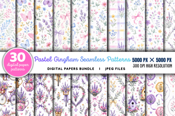 Download Pastel Gingham Digital Paper Patterns - Pastel gingham Collection