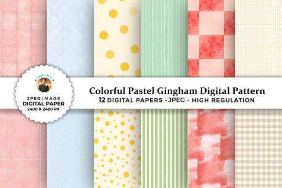 Download Colorful Pastel Gingham Digital Patterns - Pastel gingham Collection